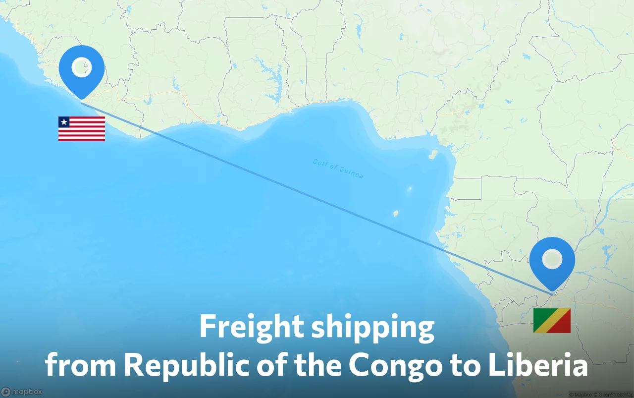 Shipping route from Republic of the Congo to Liberia