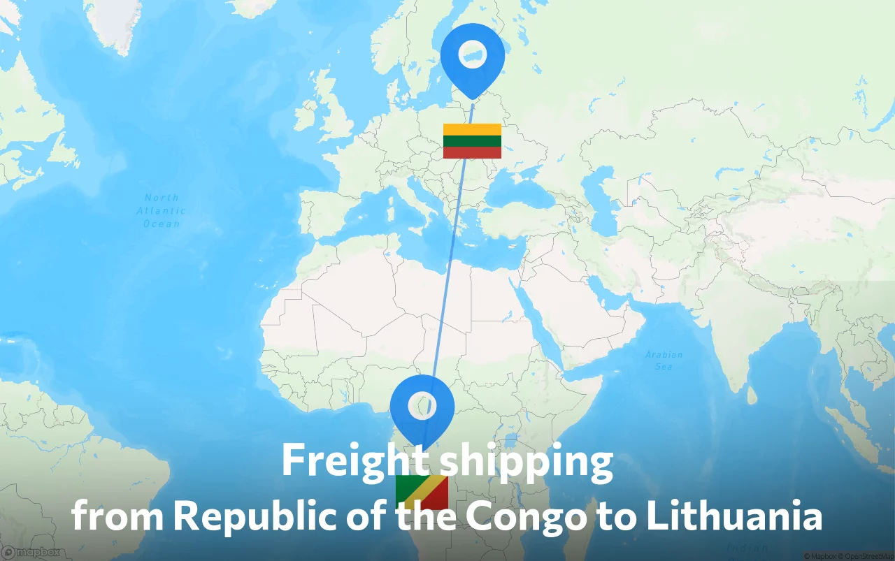 Shipping route from Republic of the Congo to Lithuania