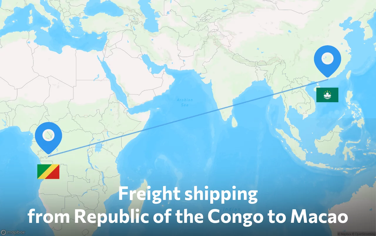 Shipping route from Republic of the Congo to Macao
