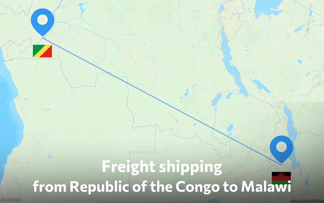Shipping route from Republic of the Congo to Malawi