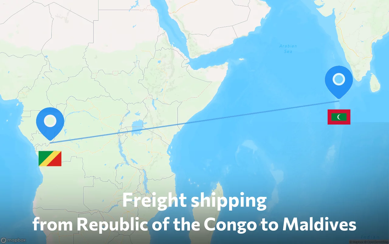 Shipping route from Republic of the Congo to Maldives