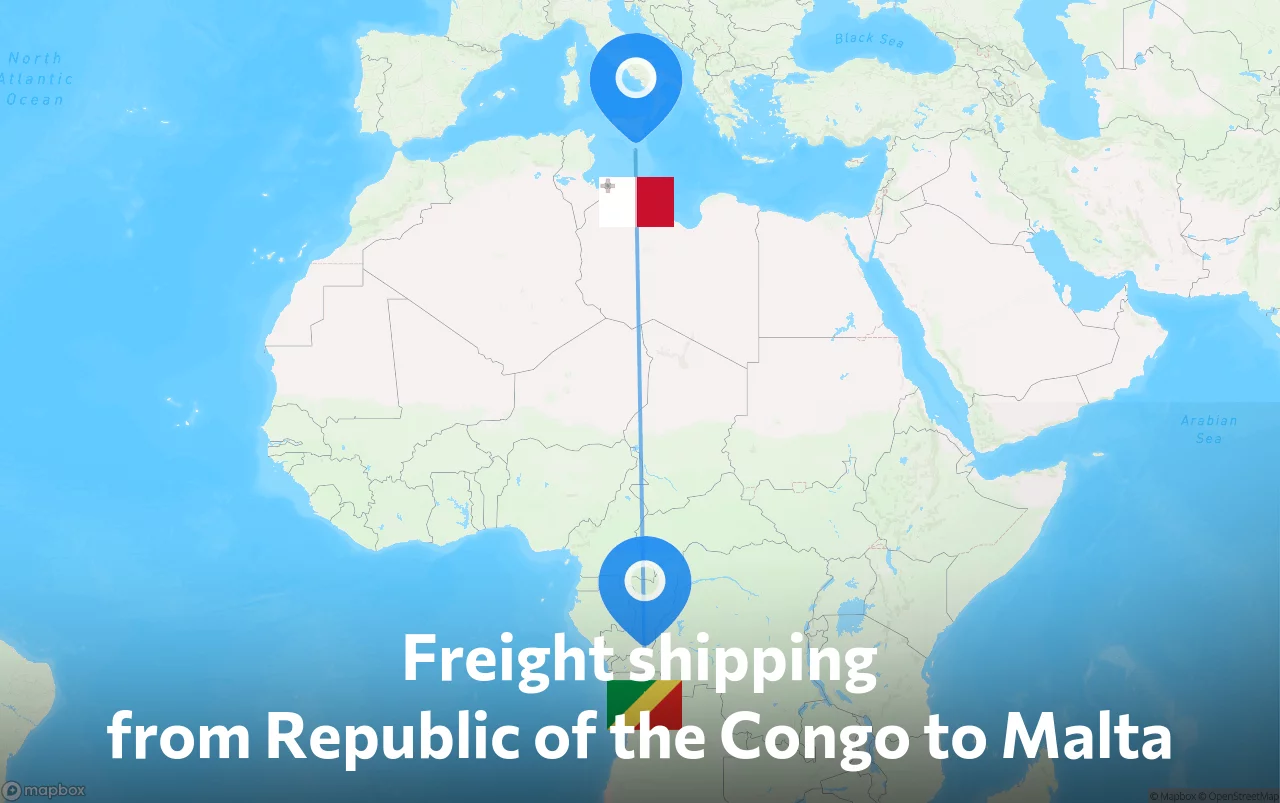 Shipping route from Republic of the Congo to Malta