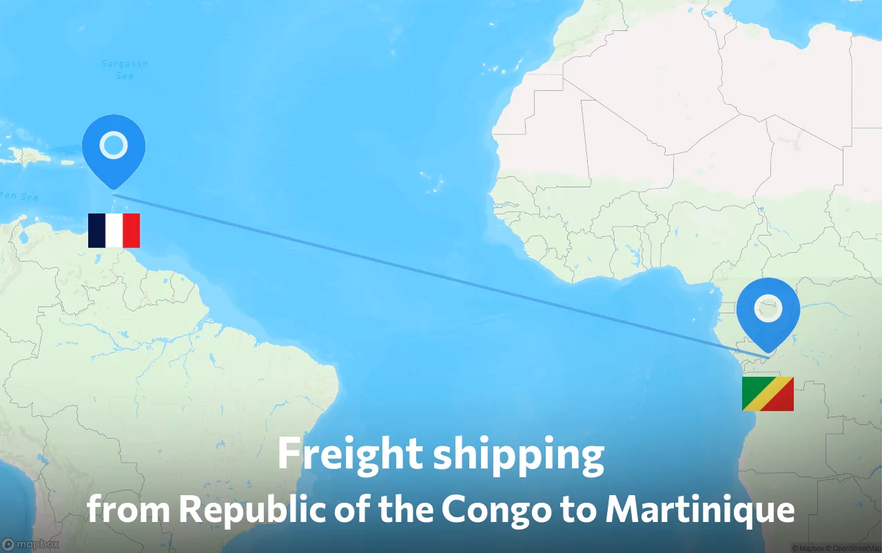 Shipping route from Republic of the Congo to Martinique