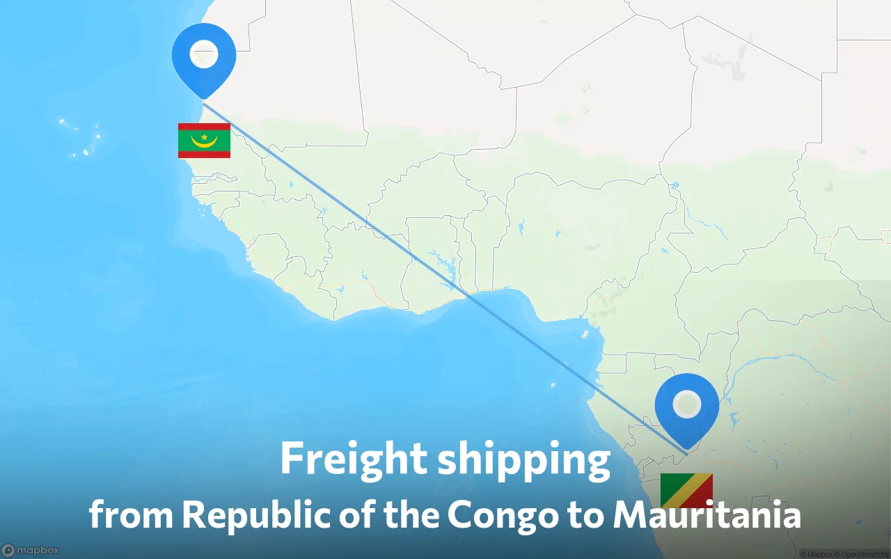 Shipping route from Republic of the Congo to Mauritania