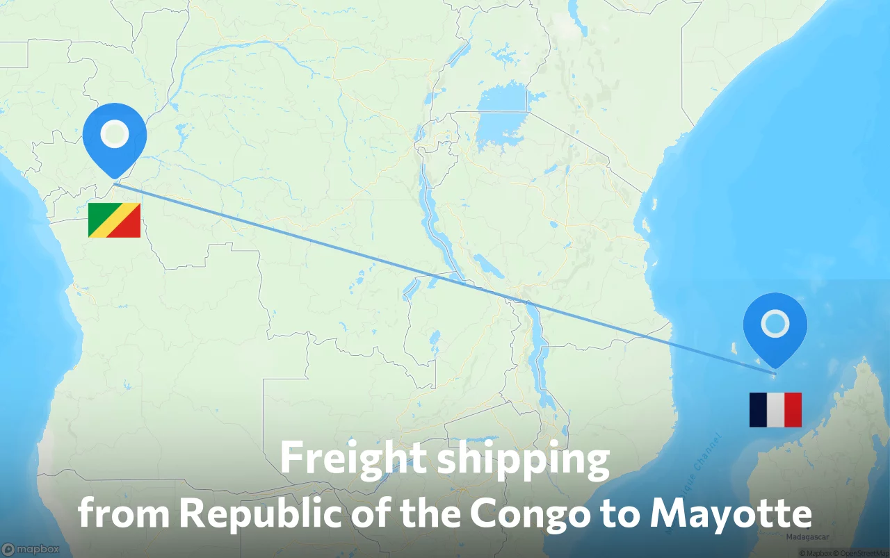 Shipping route from Republic of the Congo to Mayotte