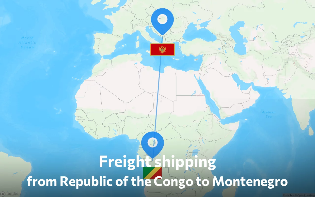 Shipping route from Republic of the Congo to Montenegro
