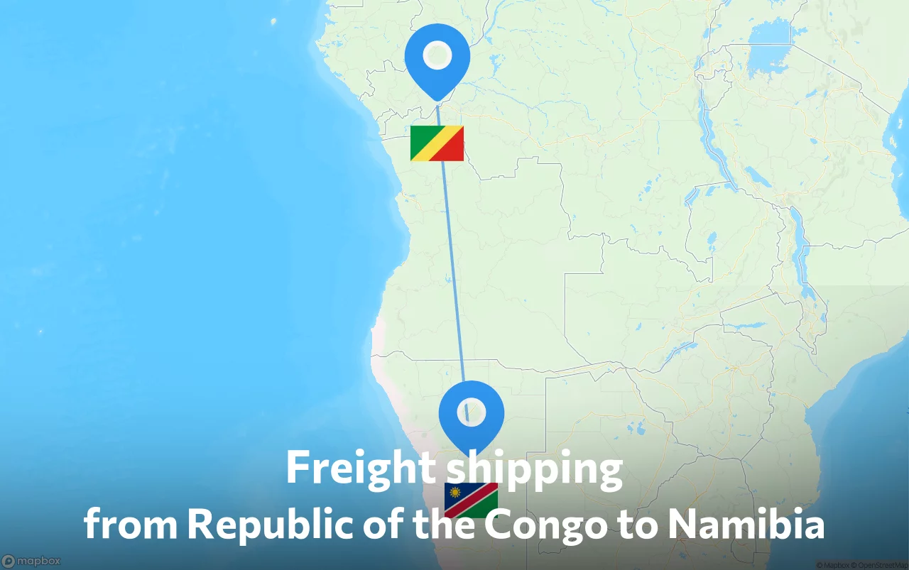 Shipping route from Republic of the Congo to Namibia