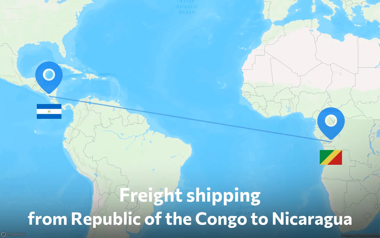 Shipping route from Republic of the Congo to Nicaragua