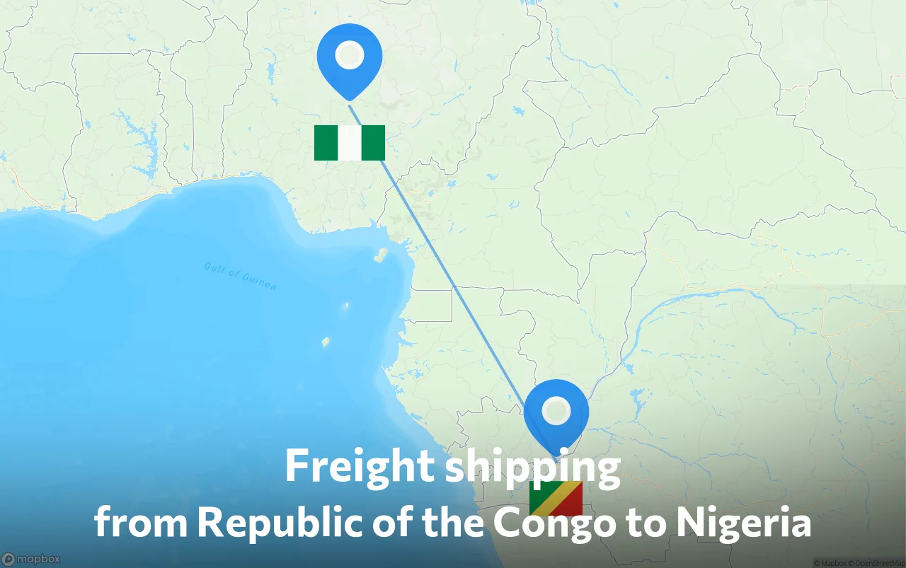 Shipping route from Republic of the Congo to Nigeria