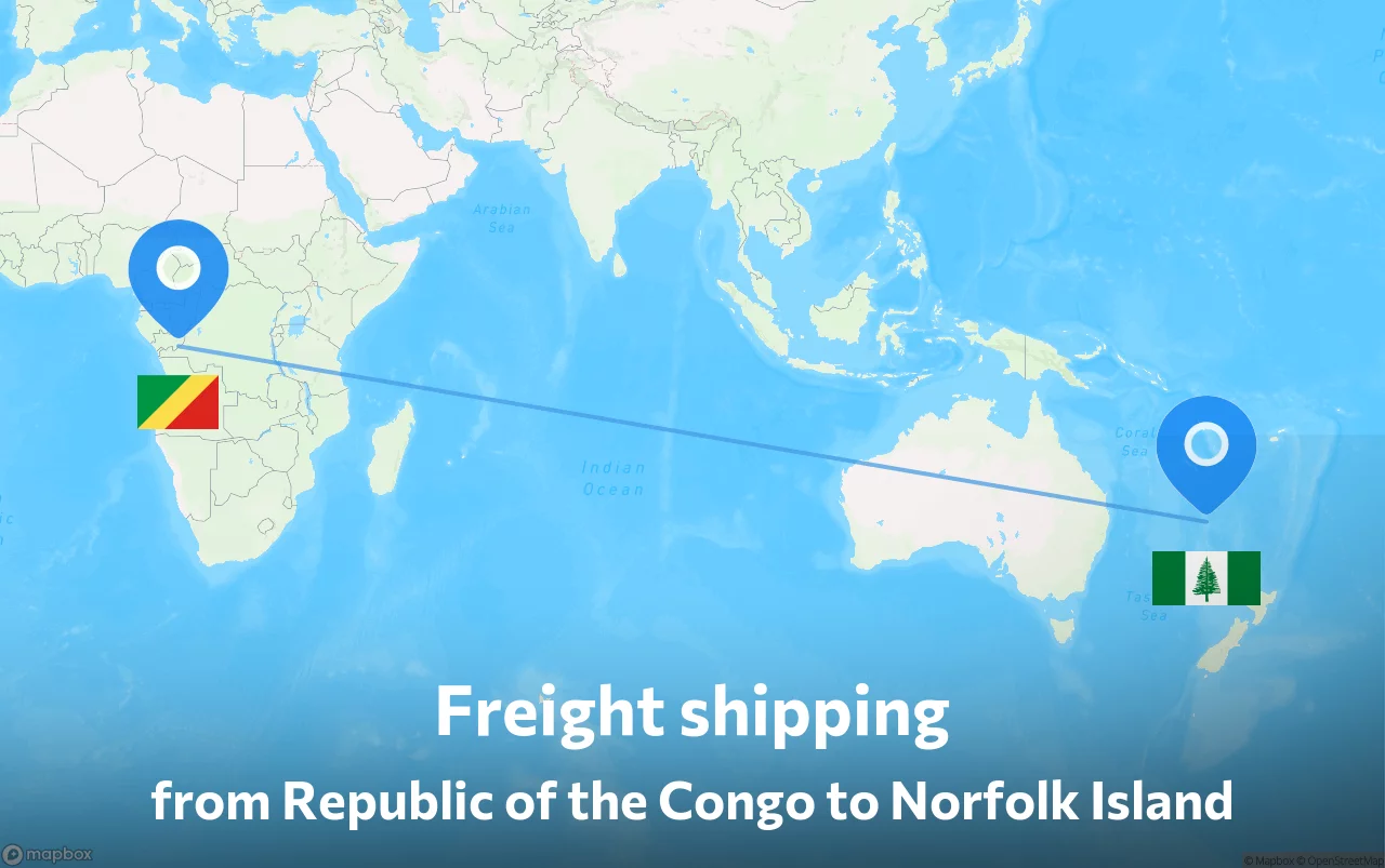 Shipping route from Republic of the Congo to Norfolk Island