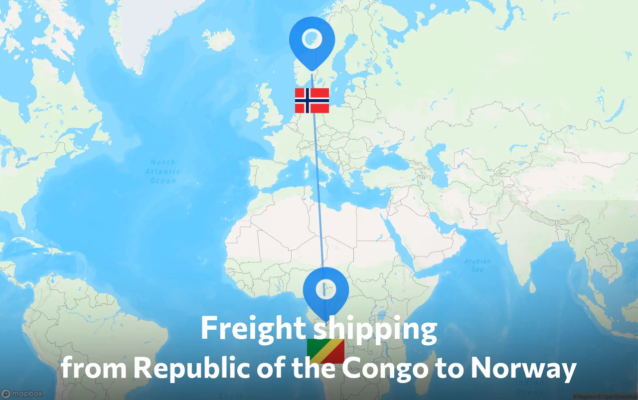 Shipping route from Republic of the Congo to Norway