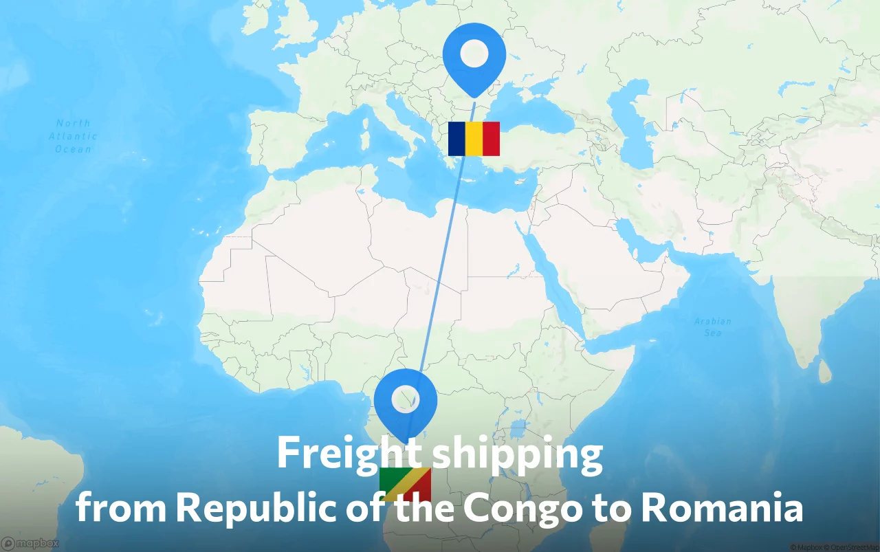 Shipping route from Republic of the Congo to Romania