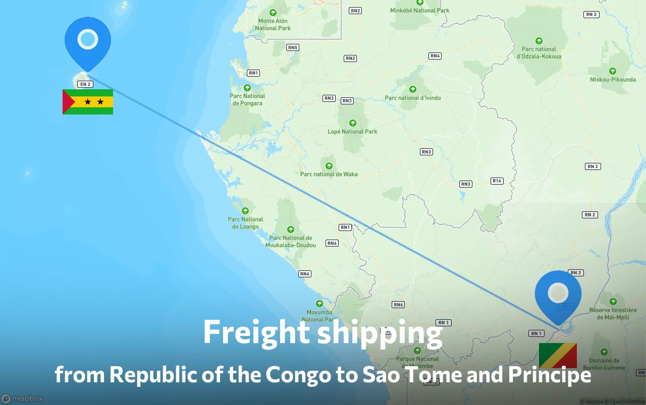 Shipping route from Republic of the Congo to Sao Tome and Principe