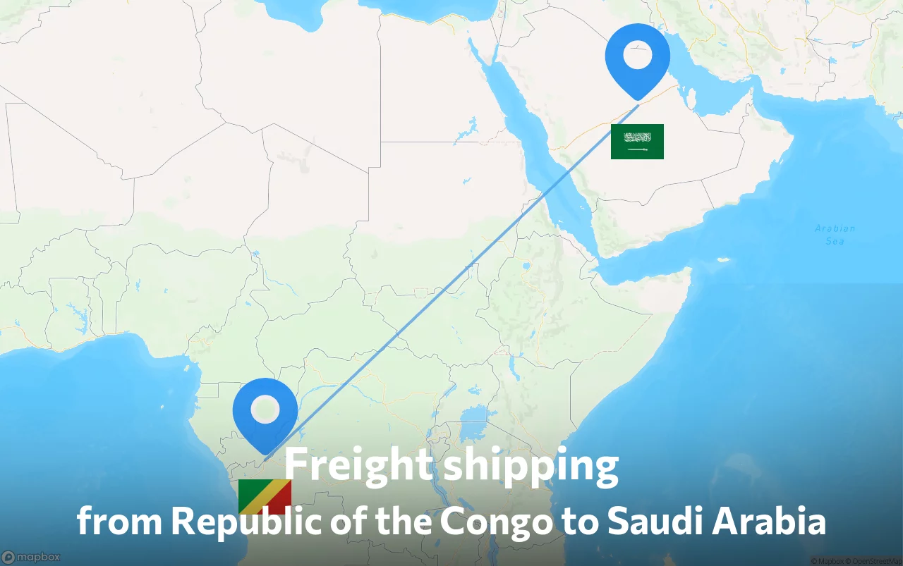 Shipping route from Republic of the Congo to Saudi Arabia