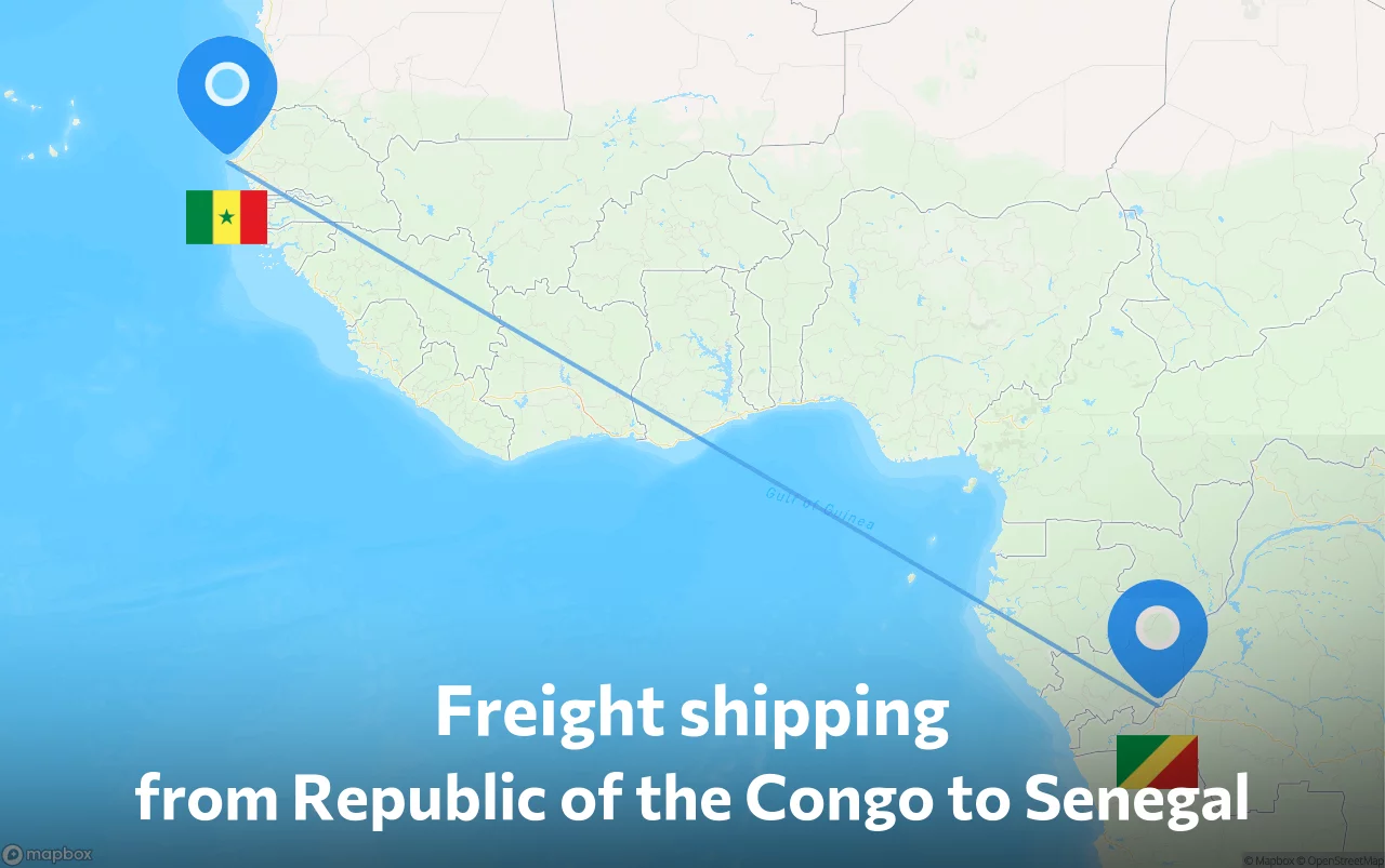 Shipping route from Republic of the Congo to Senegal