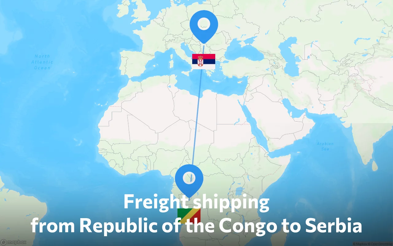 Shipping route from Republic of the Congo to Serbia