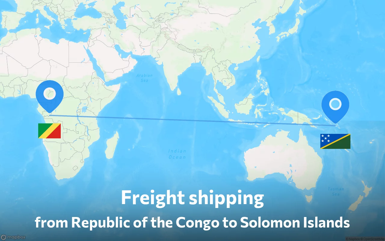 Shipping route from Republic of the Congo to Solomon Islands