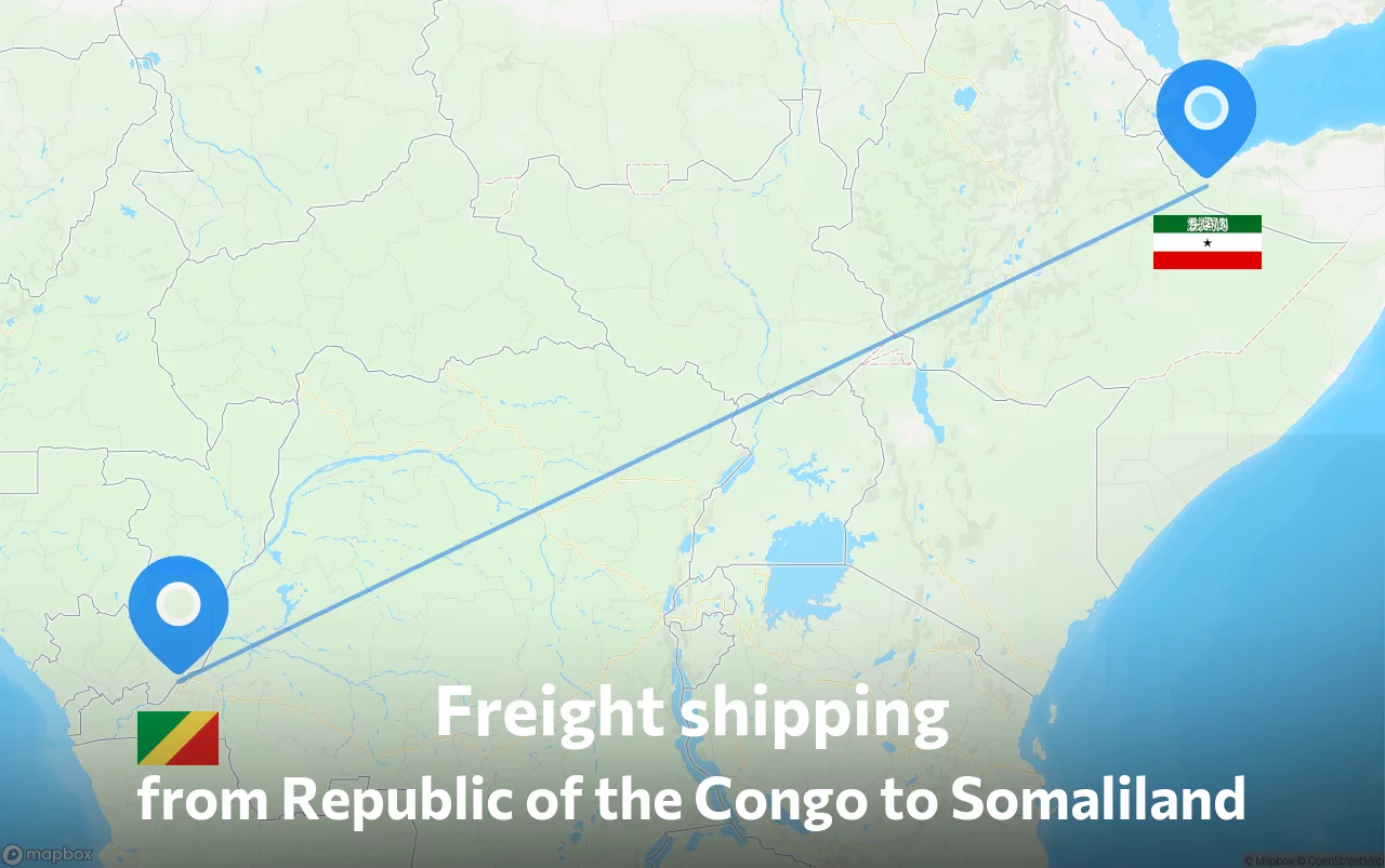 Shipping route from Republic of the Congo to Somaliland