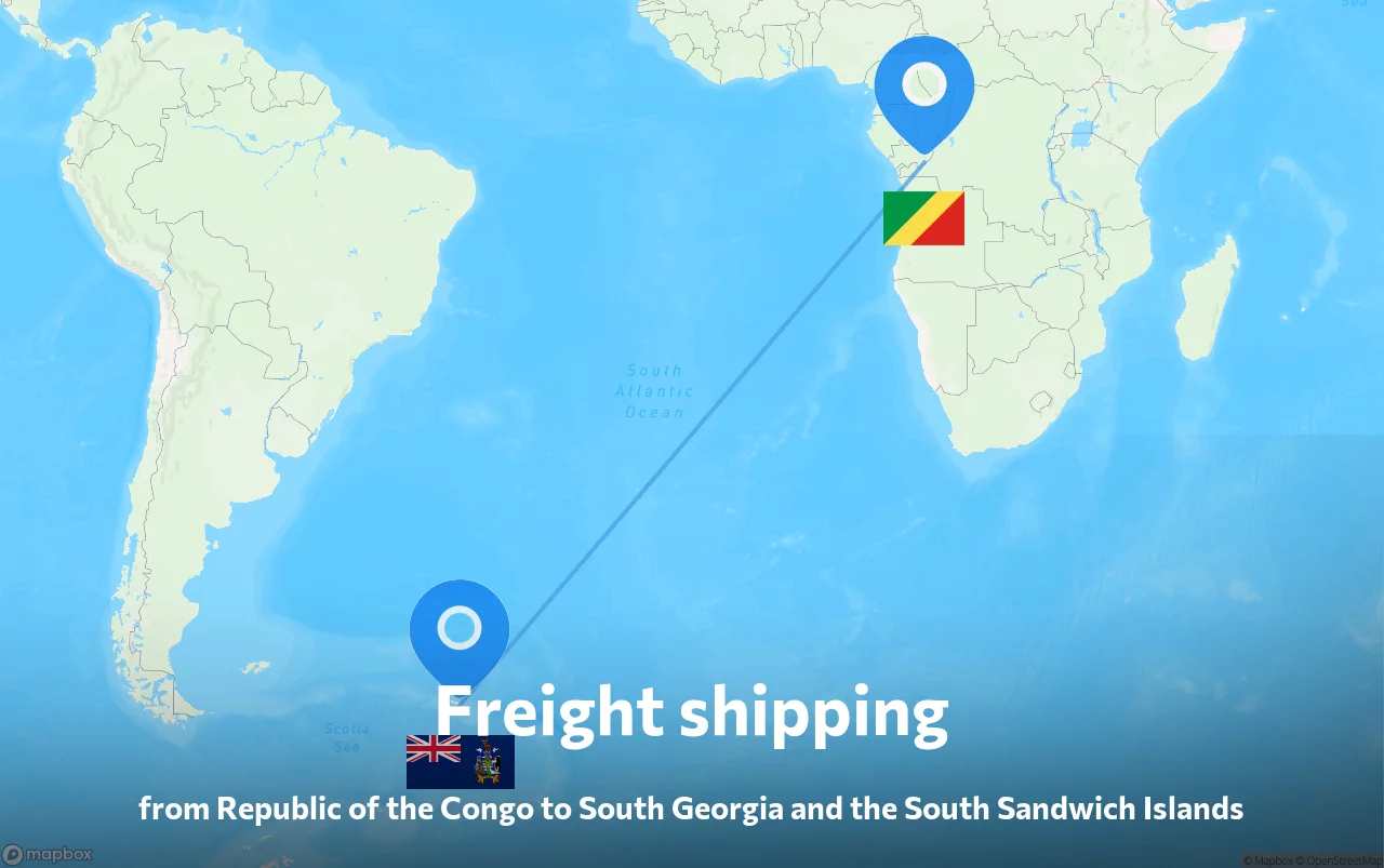 Shipping route from Republic of the Congo to South Georgia and the South Sandwich Islands
