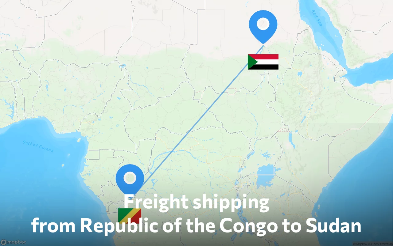 Shipping route from Republic of the Congo to Sudan