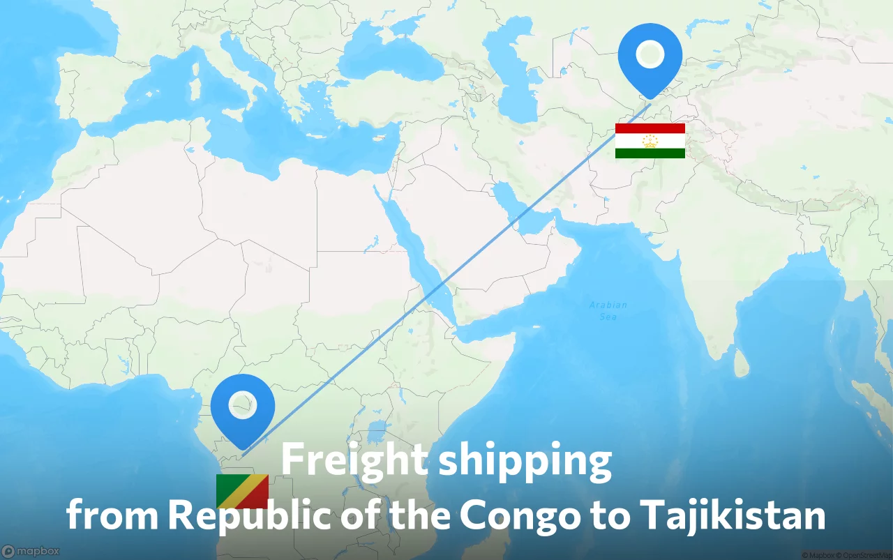 Shipping route from Republic of the Congo to Tajikistan