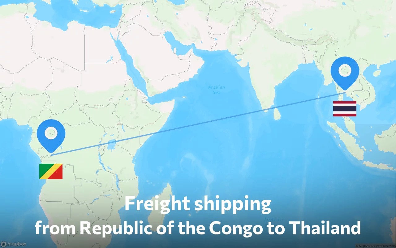 Shipping route from Republic of the Congo to Thailand
