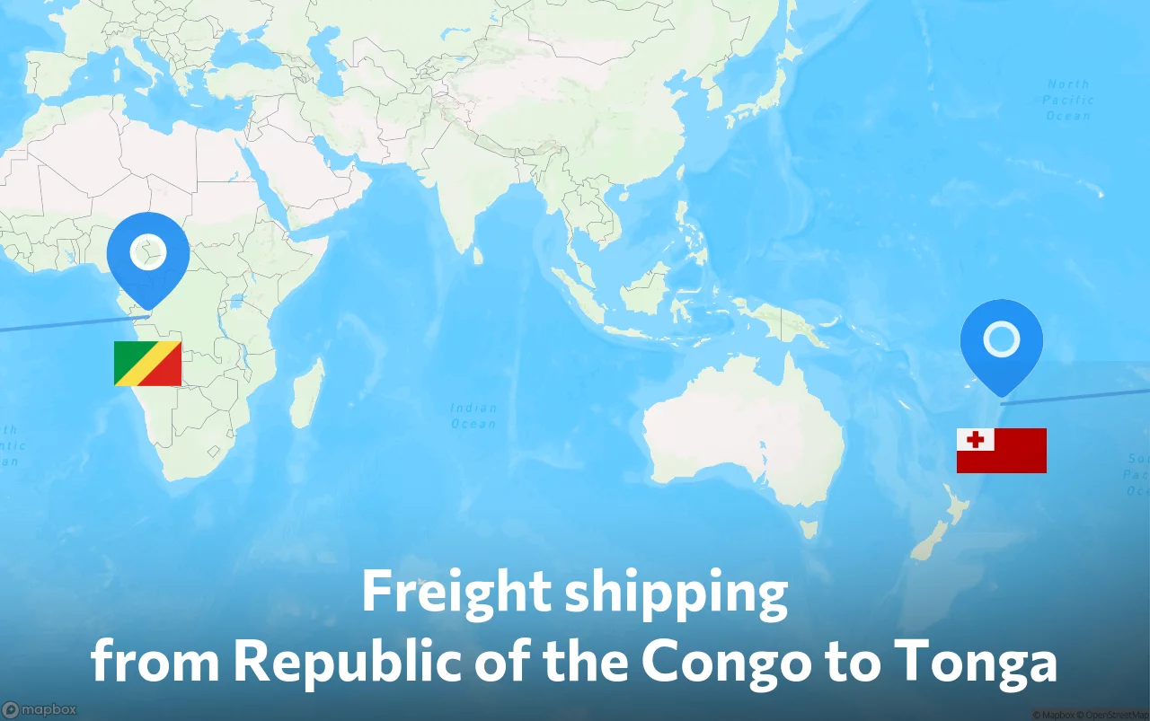 Shipping route from Republic of the Congo to Tonga
