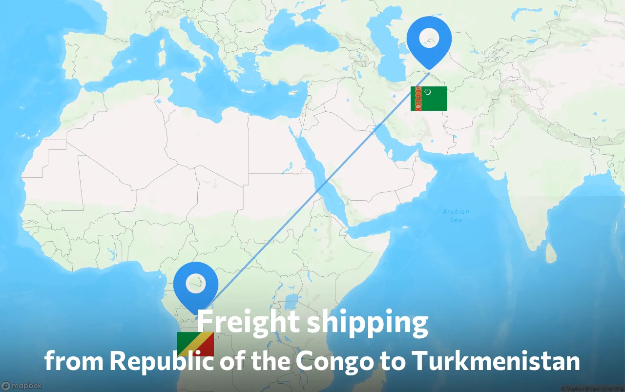 Shipping route from Republic of the Congo to Turkmenistan