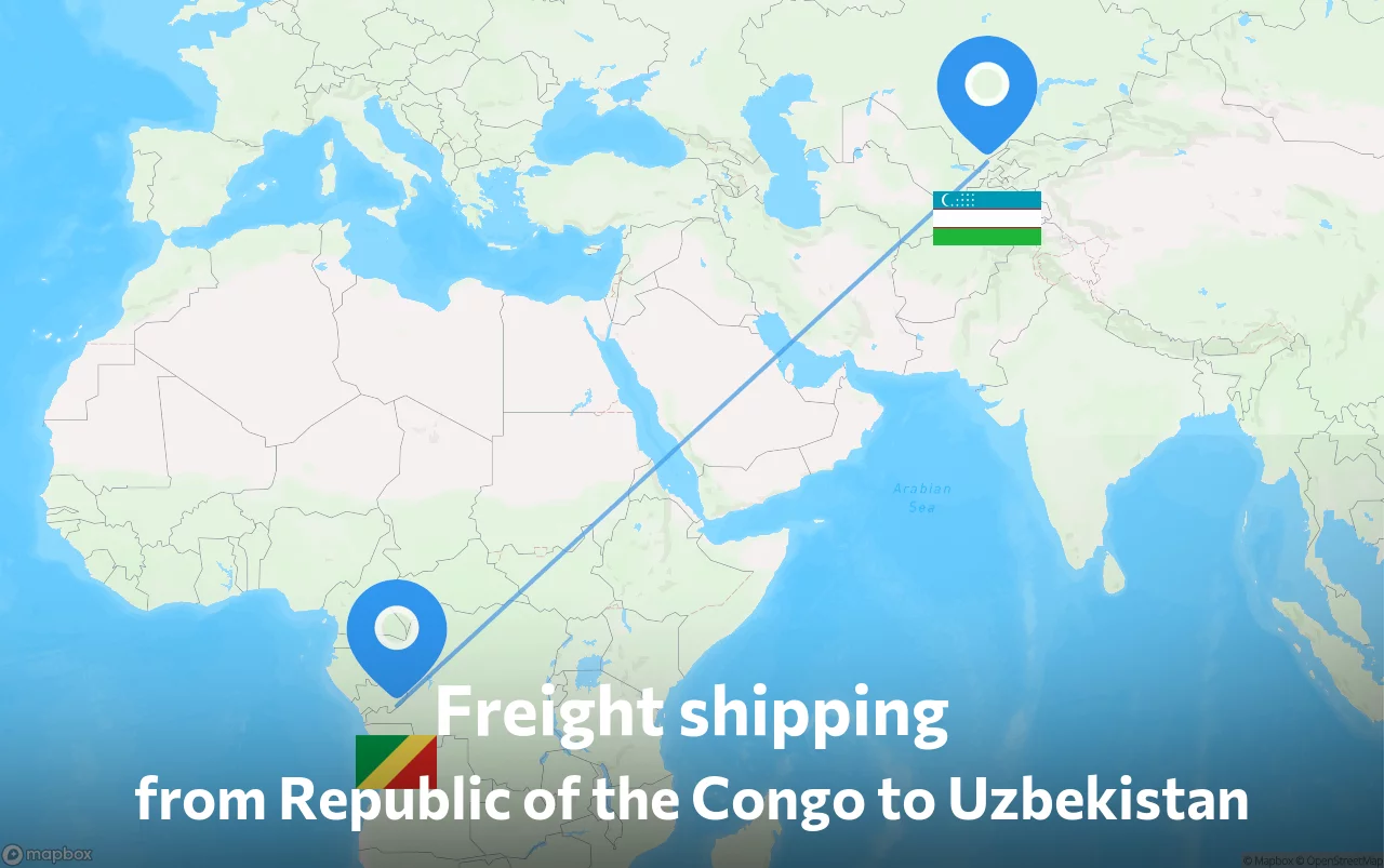 Shipping route from Republic of the Congo to Uzbekistan