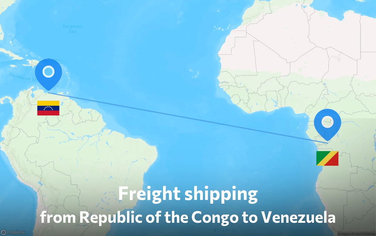 Shipping route from Republic of the Congo to Venezuela