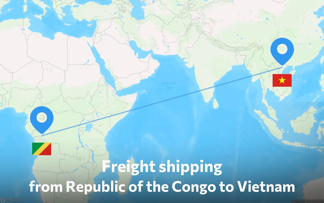 Shipping route from Republic of the Congo to Vietnam