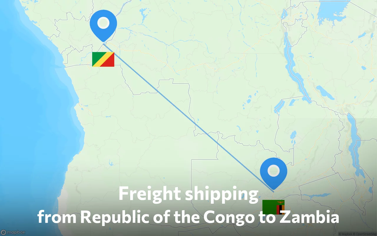 Shipping route from Republic of the Congo to Zambia