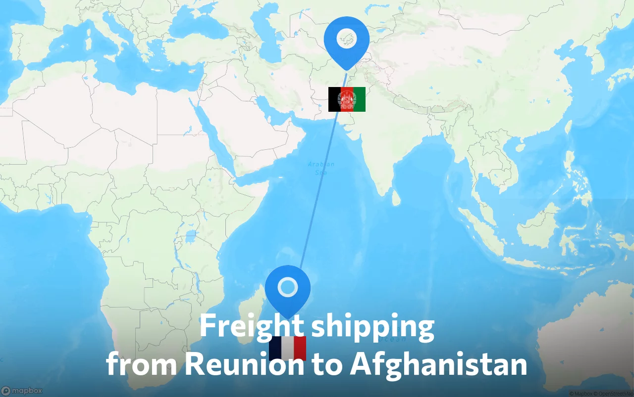 Shipping route from Reunion to Afghanistan