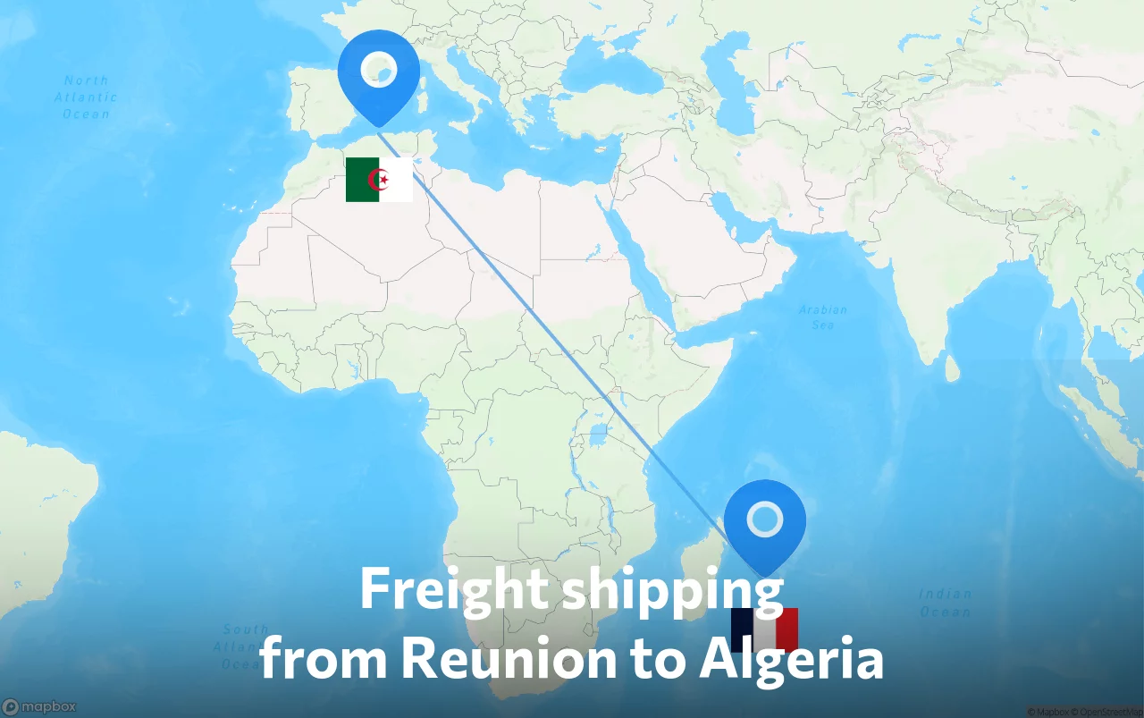 Shipping route from Reunion to Algeria