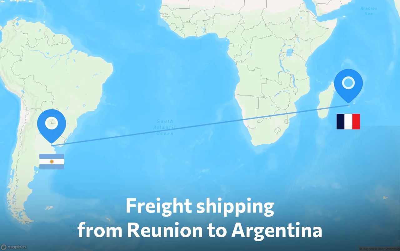 Shipping route from Reunion to Argentina