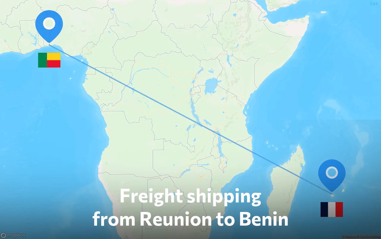 Shipping route from Reunion to Benin