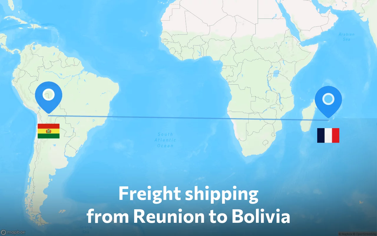 Shipping route from Reunion to Bolivia