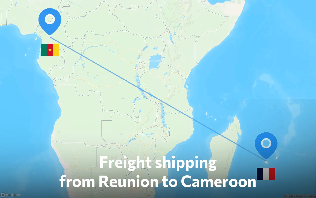 Shipping route from Reunion to Cameroon