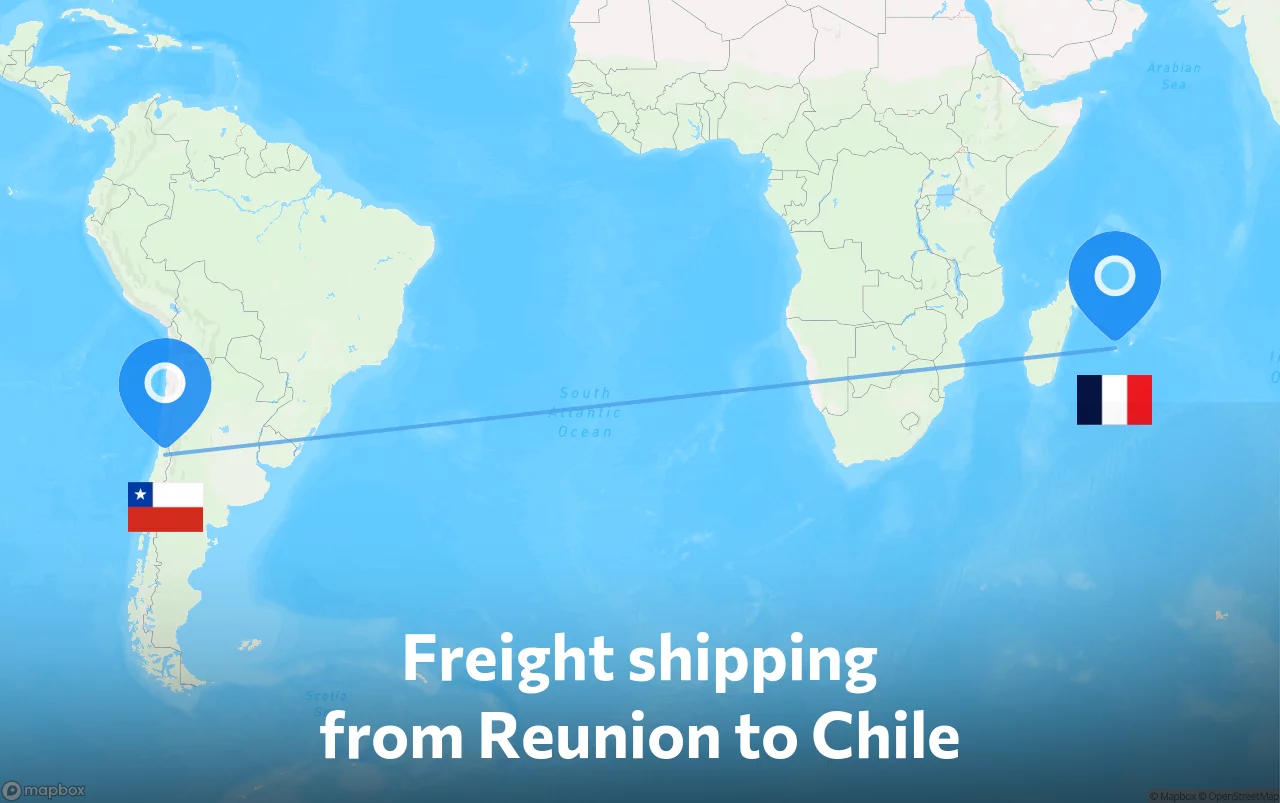 Shipping route from Reunion to Chile