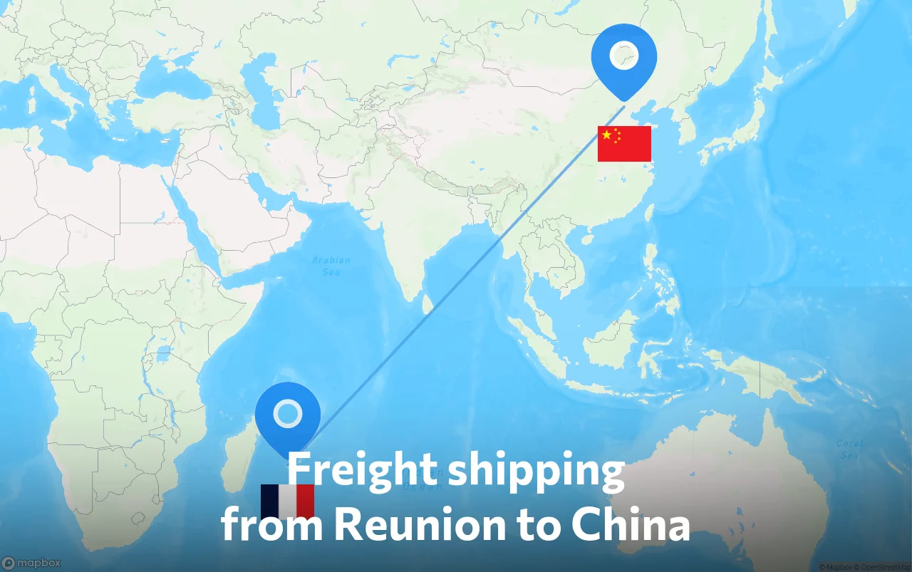 Shipping route from Reunion to China