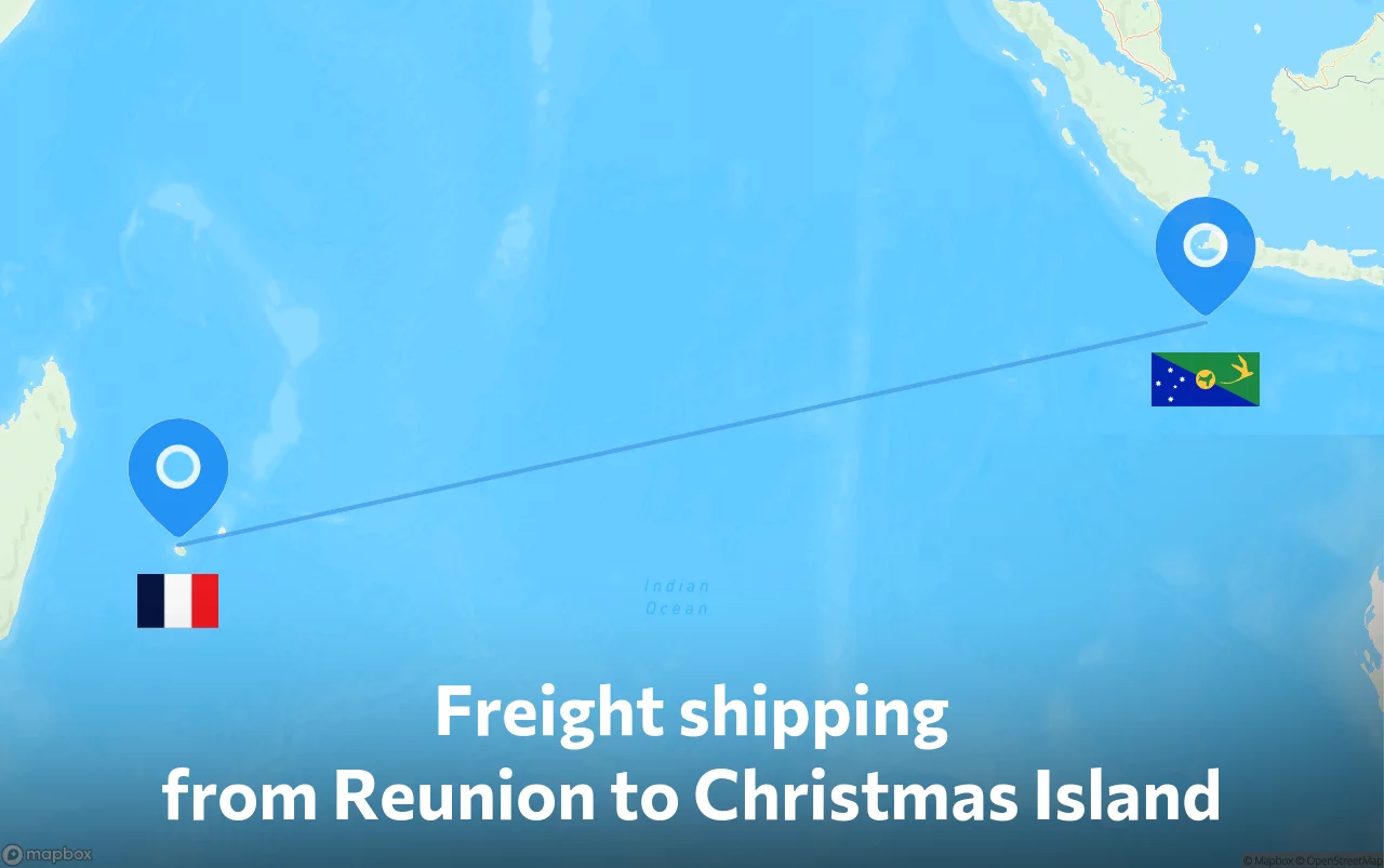 Shipping route from Reunion to Christmas Island