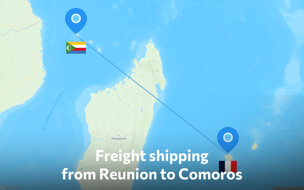 Shipping route from Reunion to Comoros