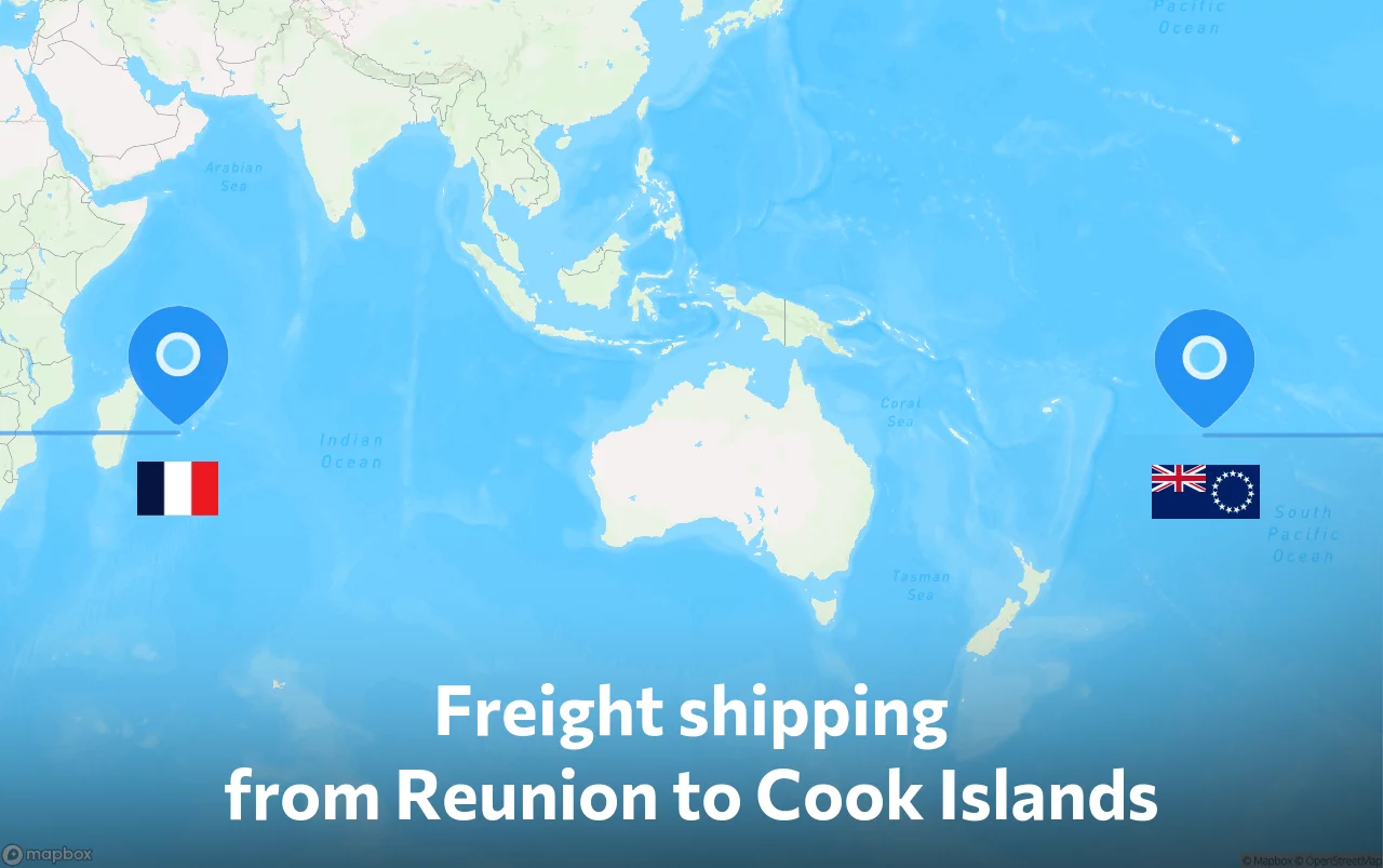 Shipping route from Reunion to Cook Islands