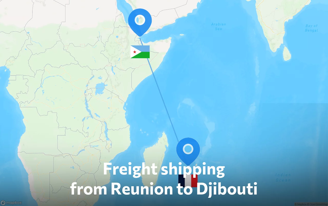 Shipping route from Reunion to Djibouti