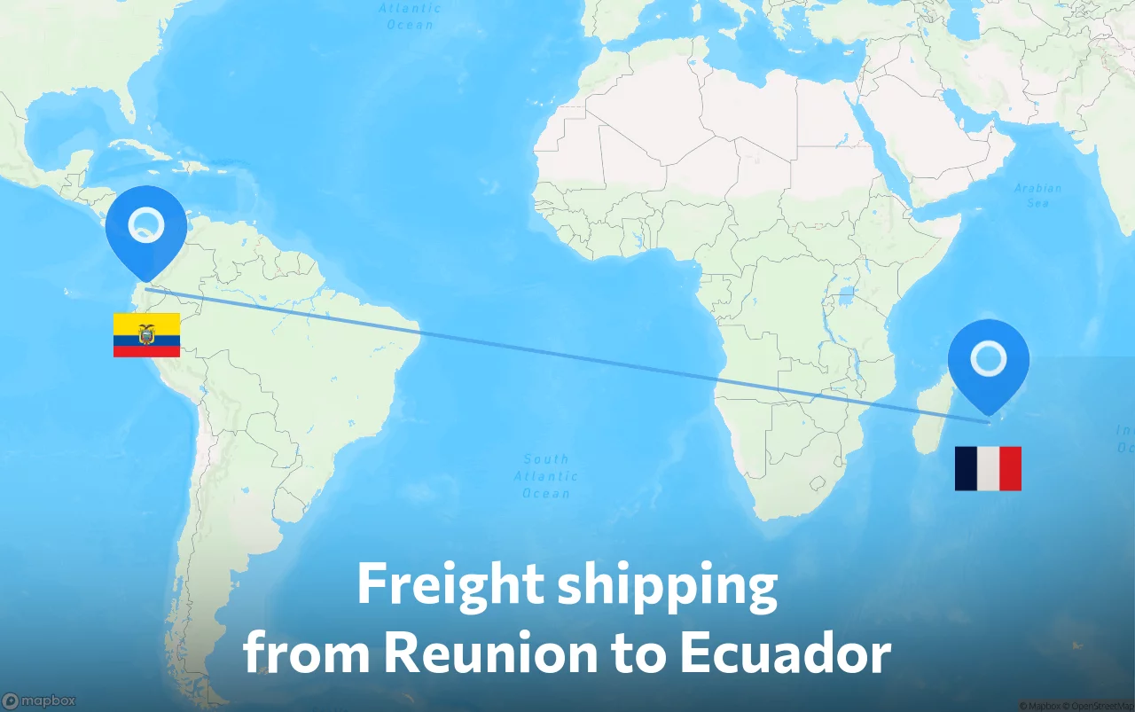 Shipping route from Reunion to Ecuador