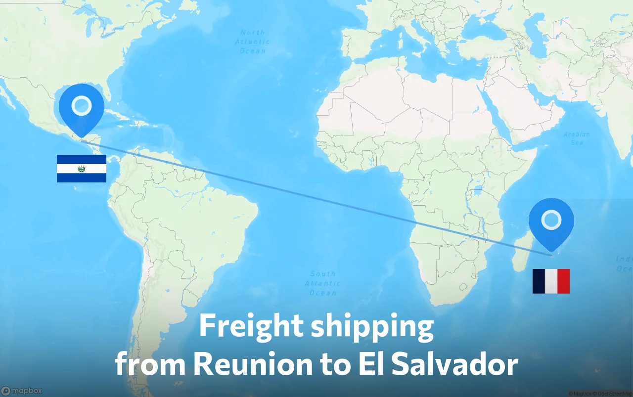 Shipping route from Reunion to El Salvador