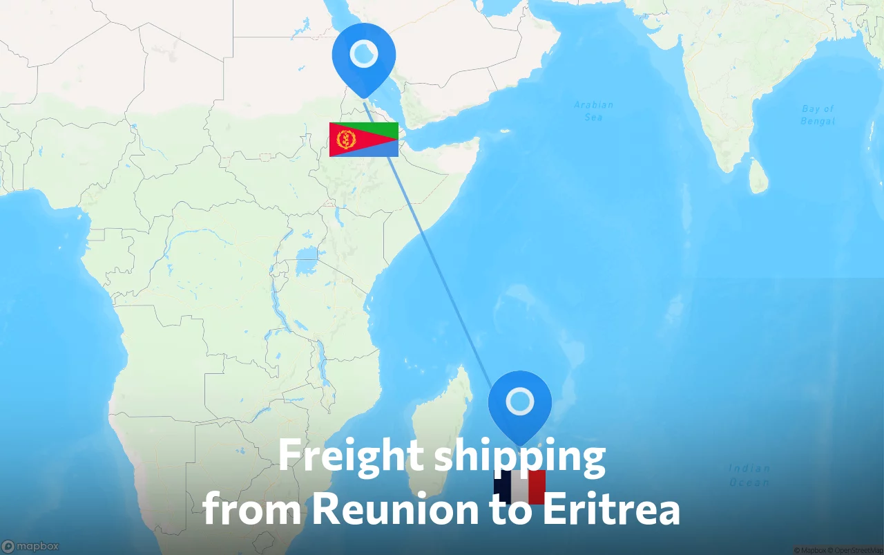 Shipping route from Reunion to Eritrea
