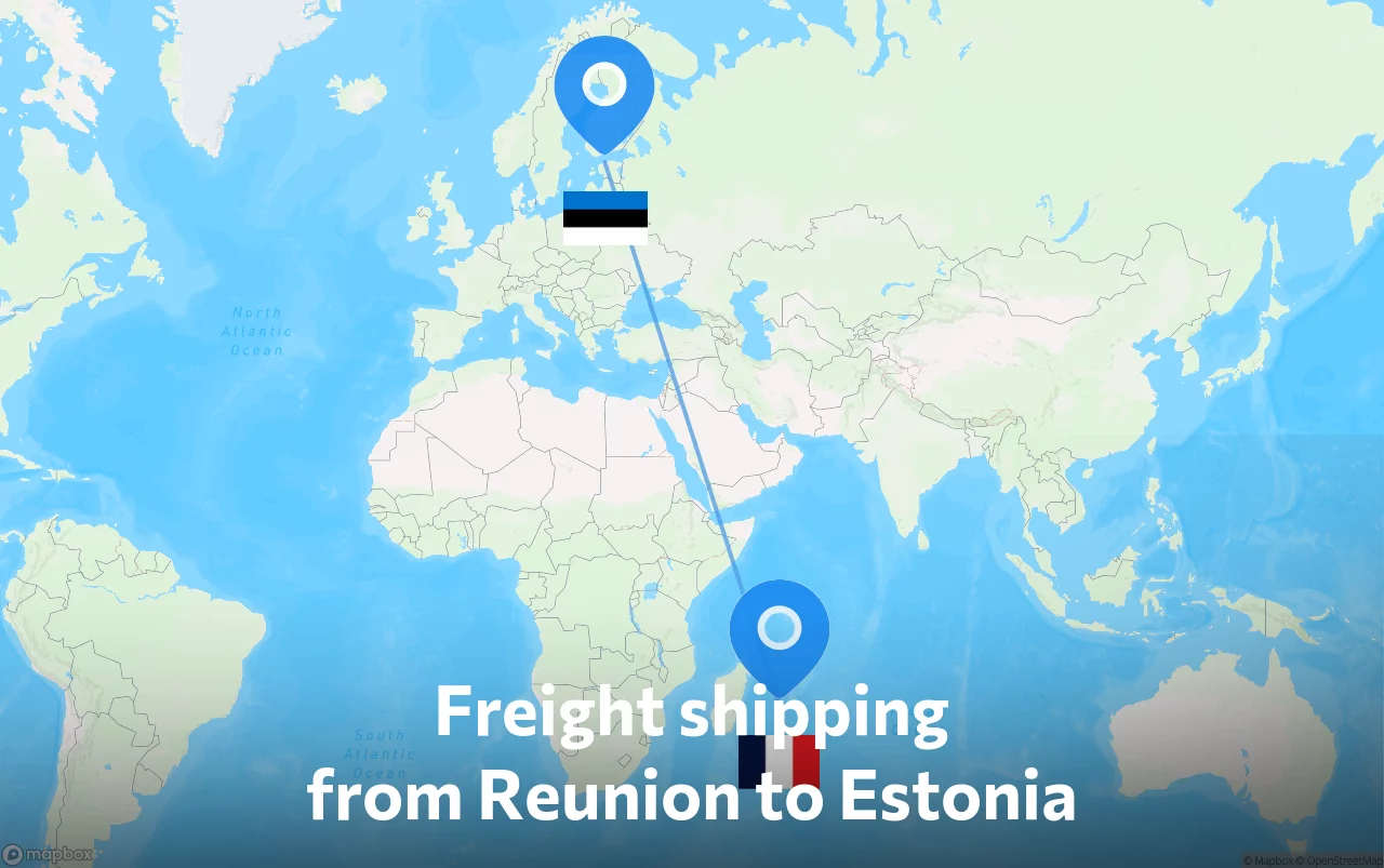Shipping route from Reunion to Estonia