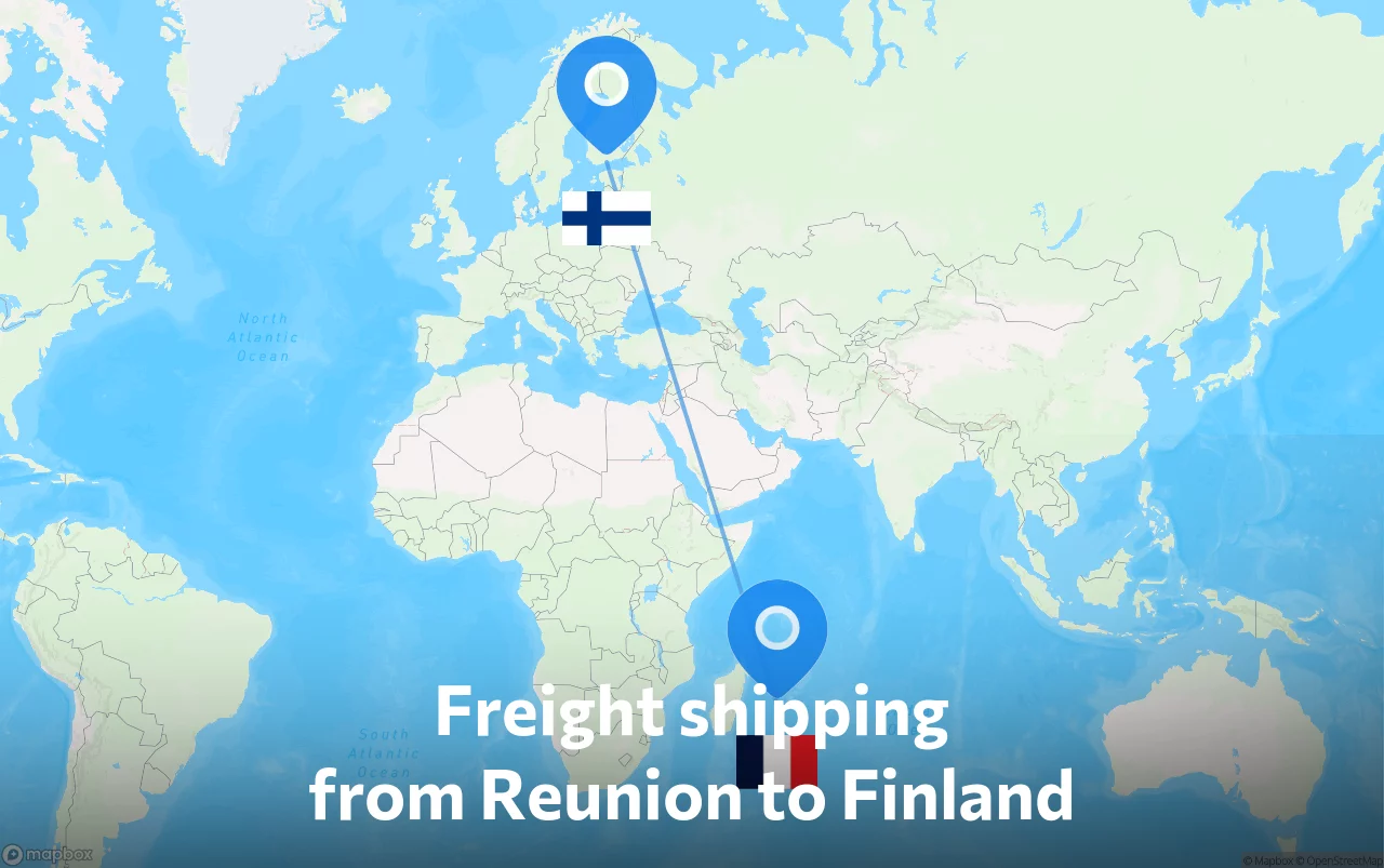 Shipping route from Reunion to Finland