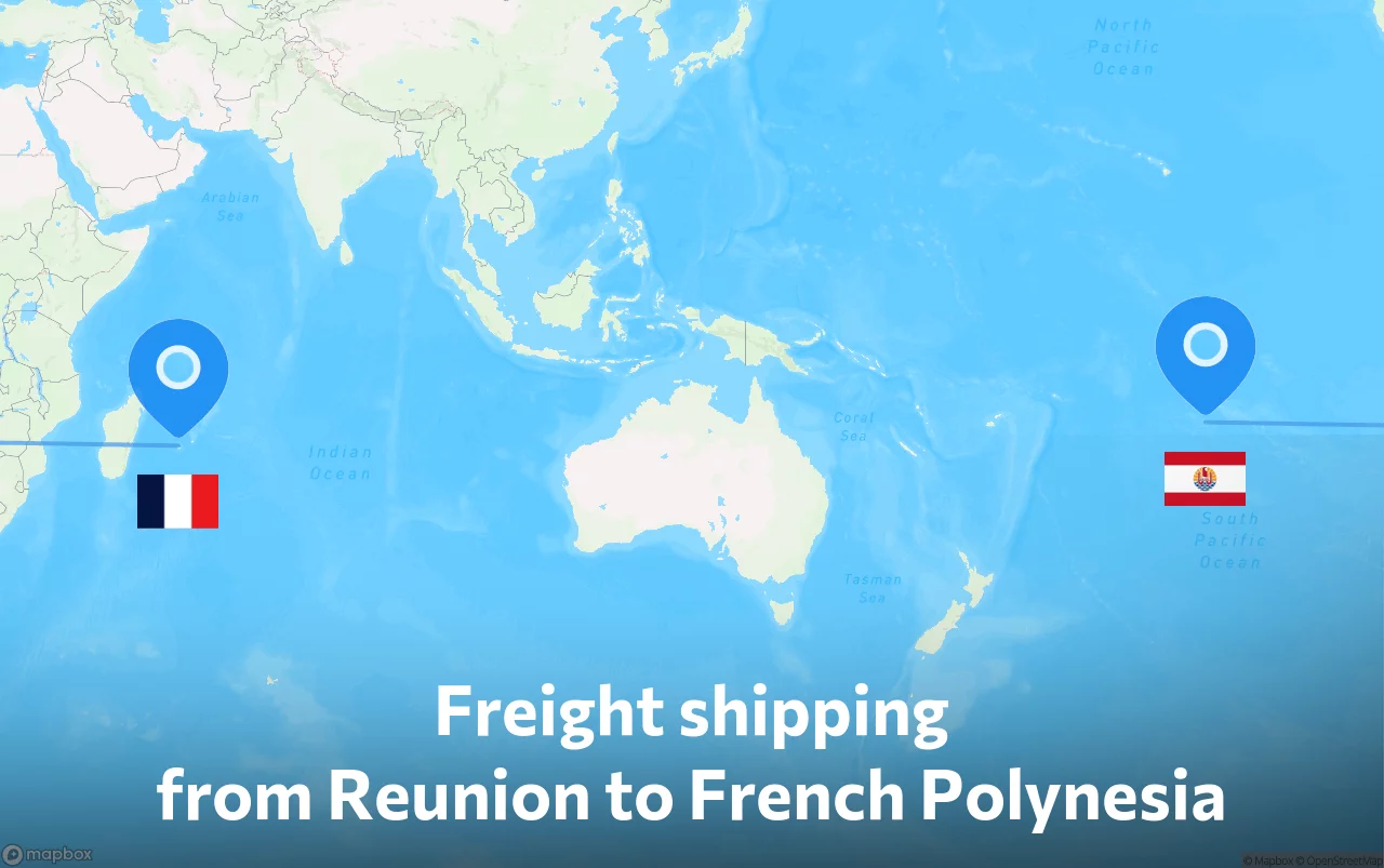 Shipping route from Reunion to French Polynesia